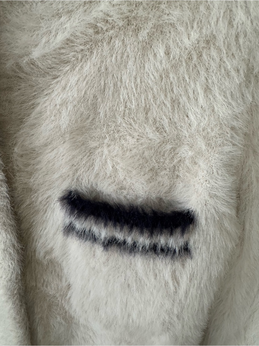 J. Crew Cream Fuzzy Teddy sweater with Black Trim - Picture 2 of 4